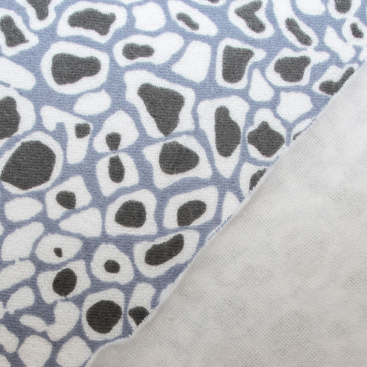 Stretch Frottee - Flecken - blau - weiß