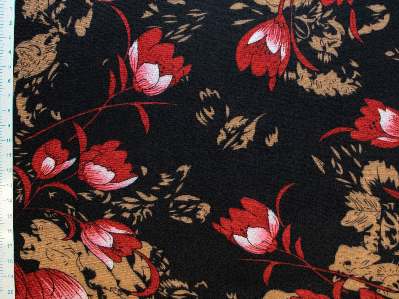 Webware Viskose - Abstrakte Blumen - schwarz