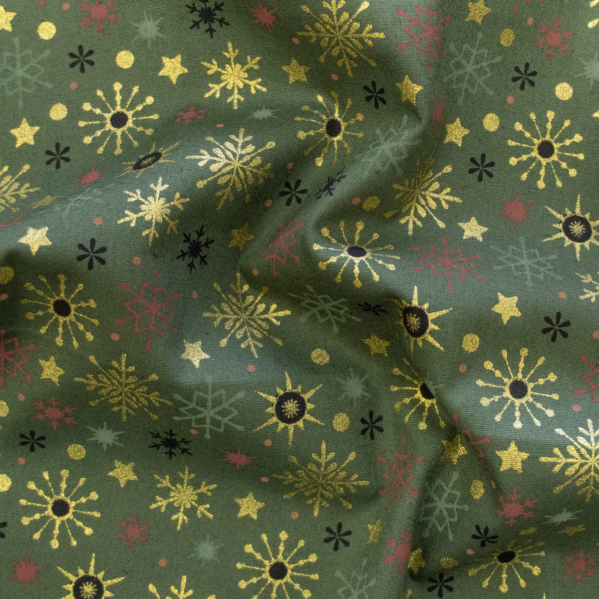 Webware Baumwolle Popeline mit Foliendruck - Schneeflocken