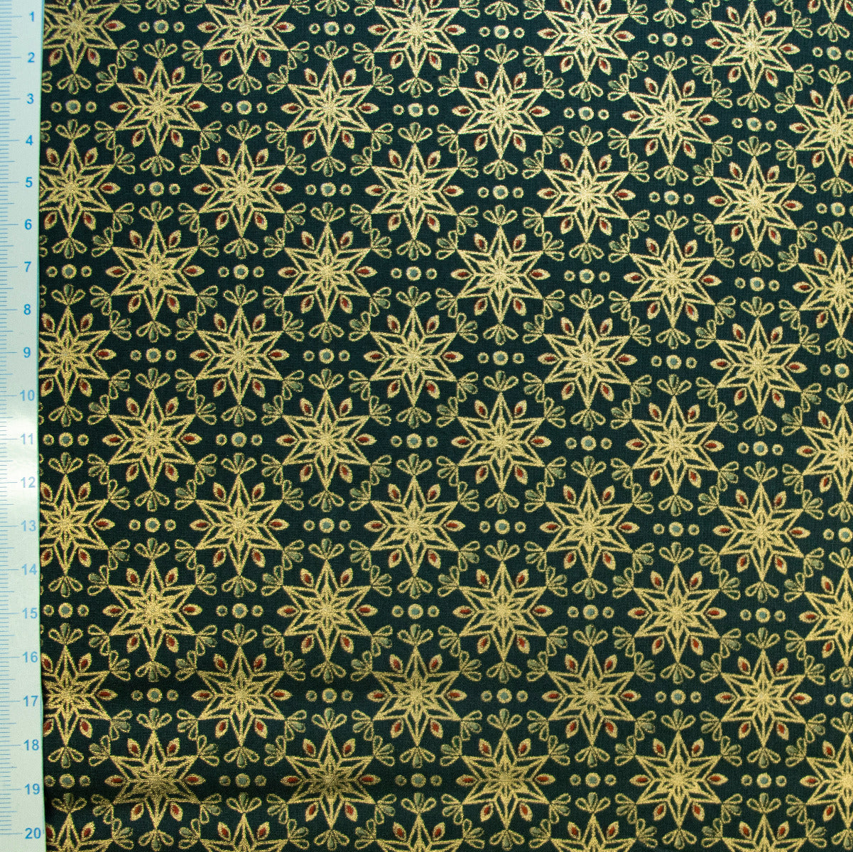 Webware Baumwolle Popeline mit Foliendruck - Schneeflocken - Dunkelgrün