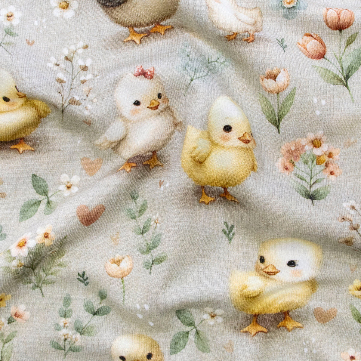 Jersey Digitaldruck - Süße Küken - Beige