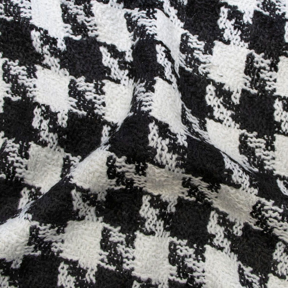 Tweed Mantelstoff - Hahnentritt - weiß - schwarz