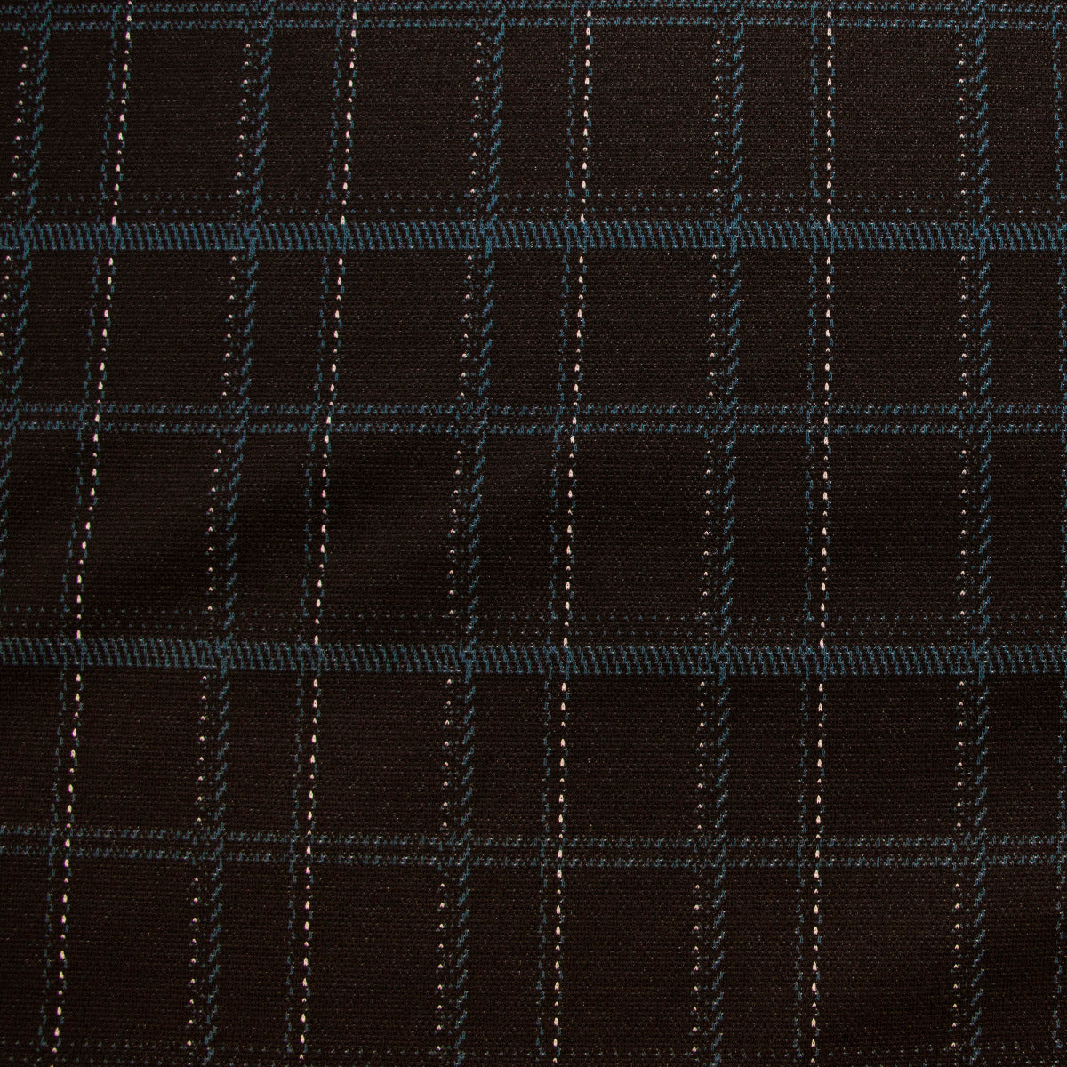 Strickstoff - Karomuster - dunkelbraun - blau