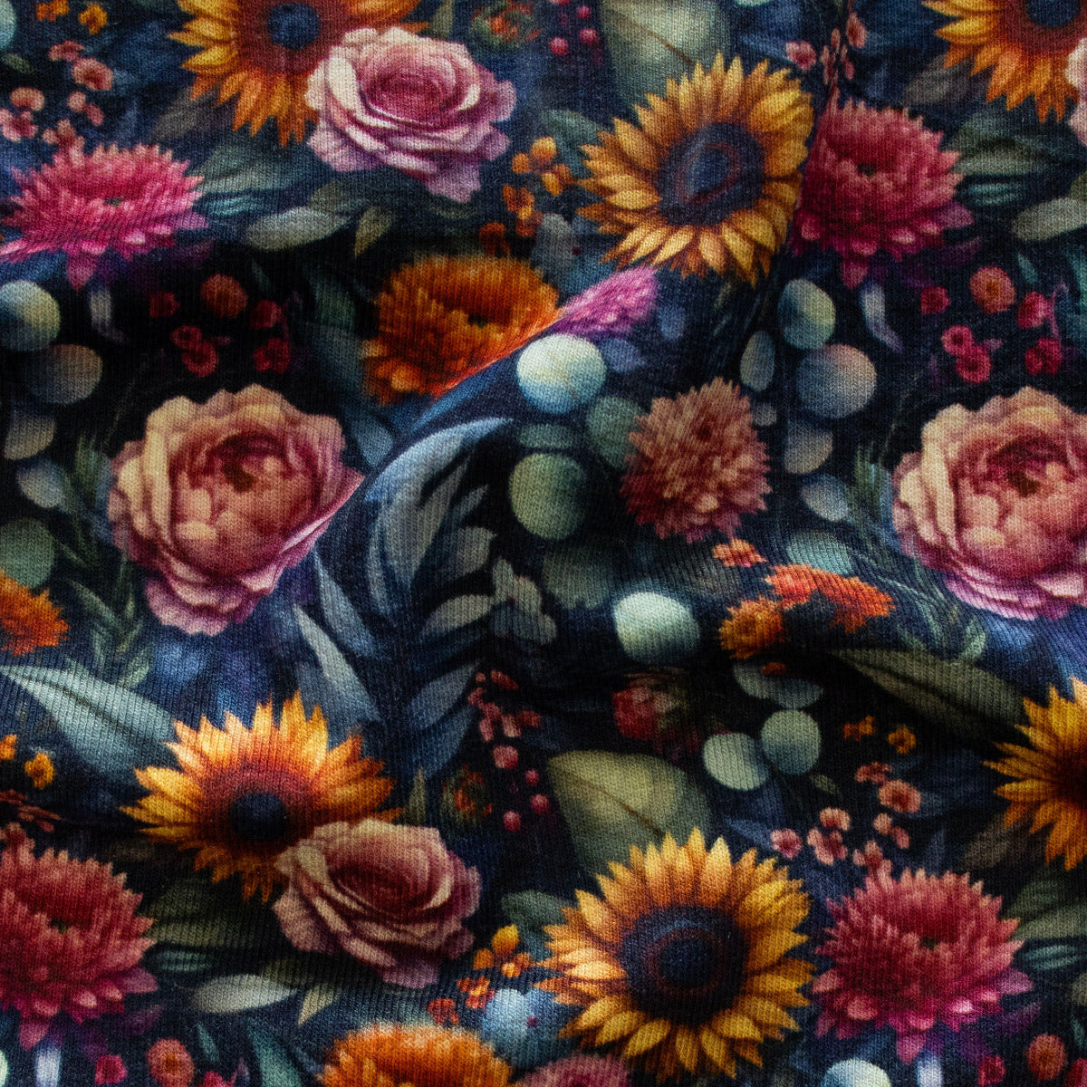 Jersey Viskose Digitaldruck - Blümchen - Marine