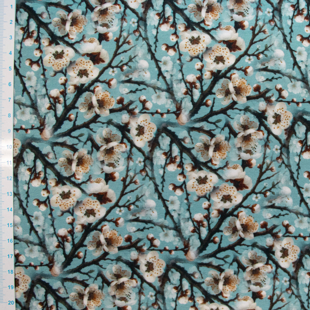 Jersey Viskose Digitaldruck - Florales Muster - Türkis