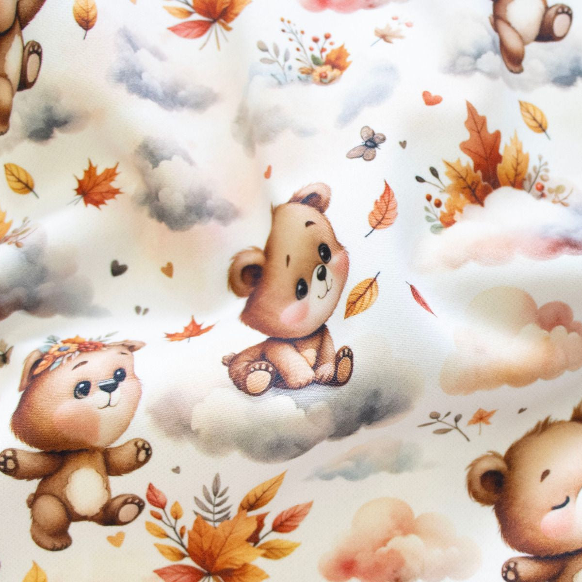 Jackenstoff mit Fleece - Innenseite Digitaldruck - süße Bärchen - beige