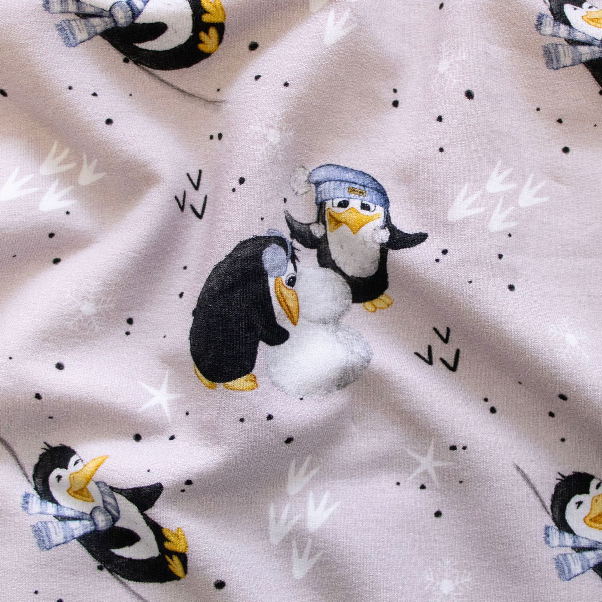 French Terry Swafing Funtarktis by Sabine Marschall - Pinguine - helles altrosa