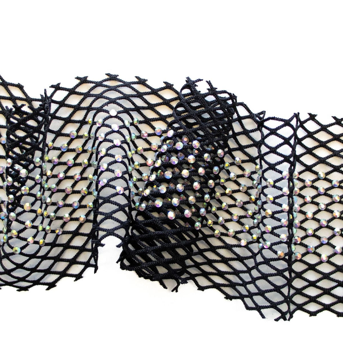 Elastischer Netzstoff/Borte ca. 75 mm - mit Steinchen