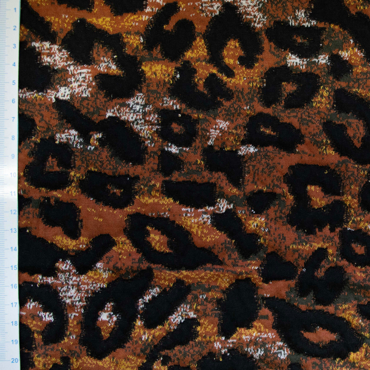 Jacquard elastisch Strick - Animalprint Leo - rost
