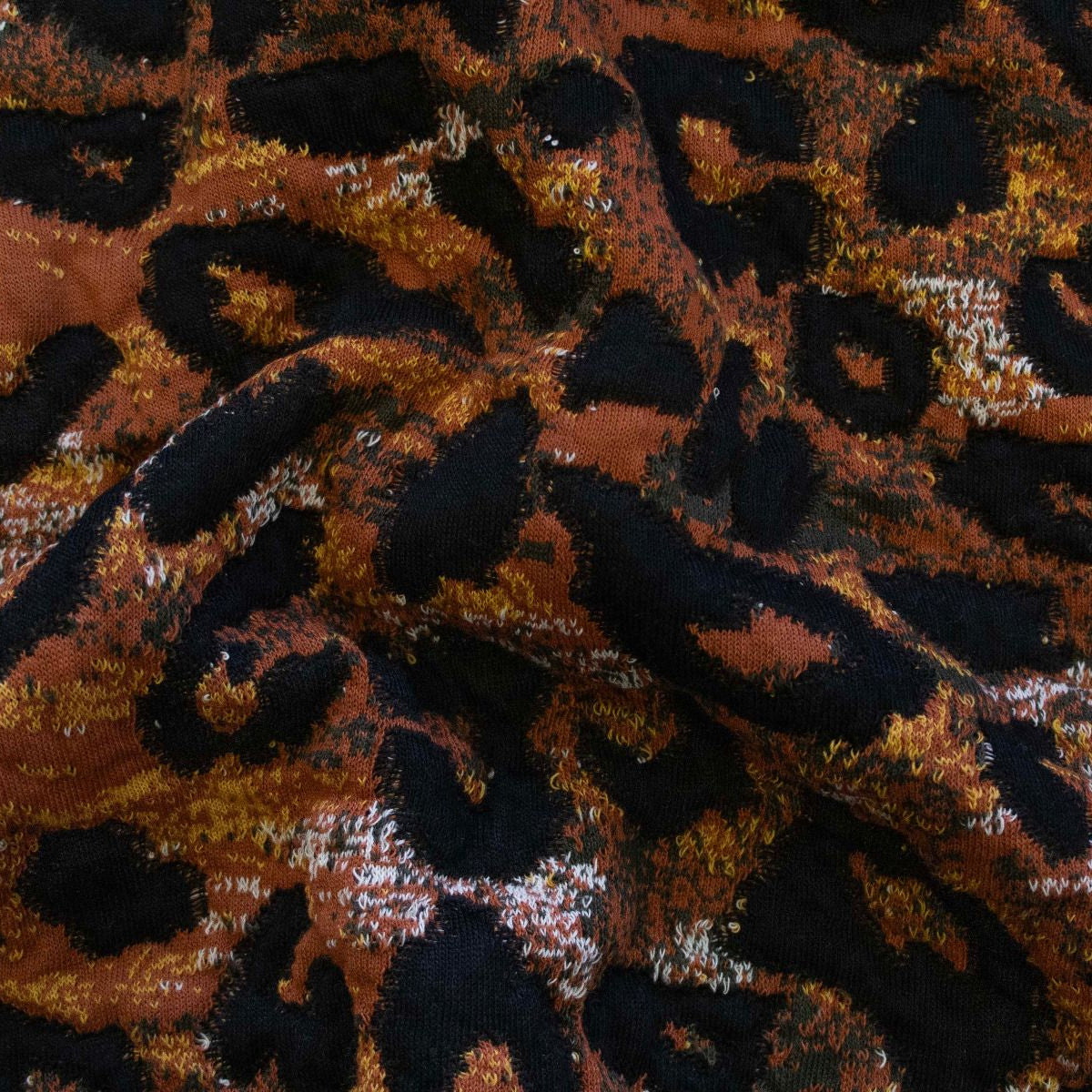 Jacquard elastisch Strick - Animalprint Leo - rost