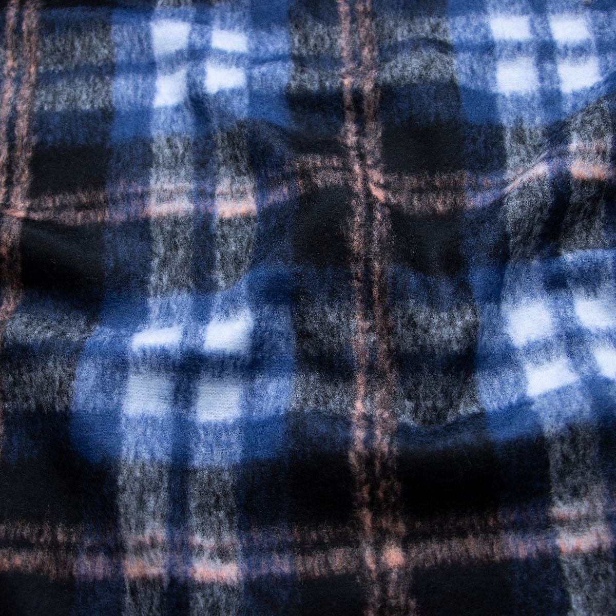 Jacken- und Mantelstoff - Karomuster - blau/anthrazit