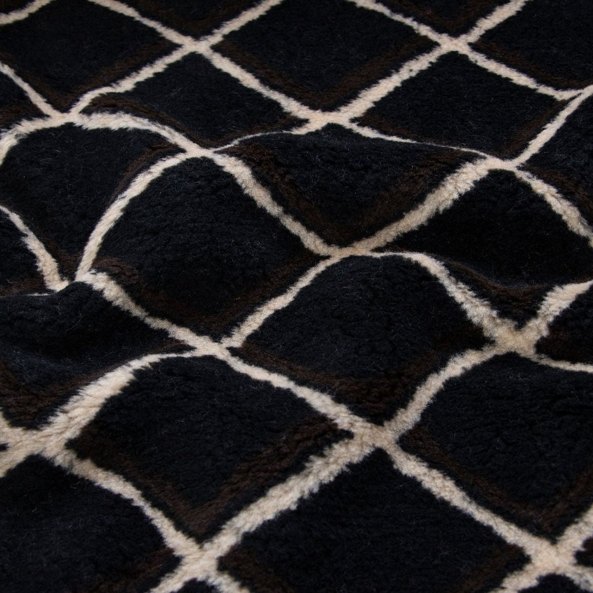 Jacken- und Mantelstoff Teddyplüsch - Rauten - braun/beige