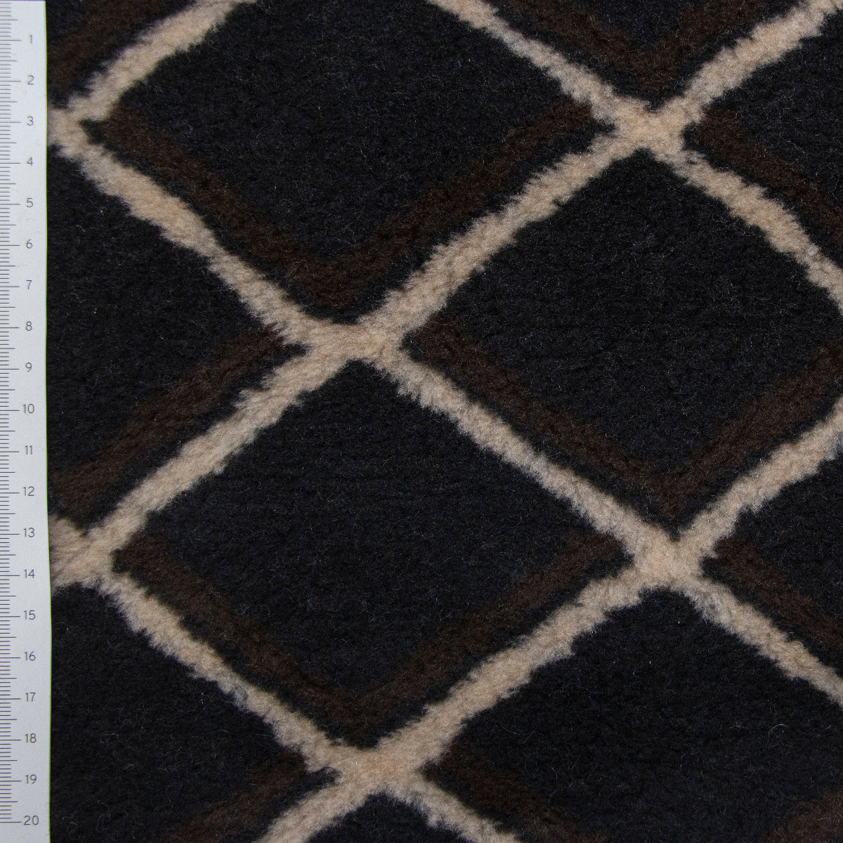 Jacken- und Mantelstoff Teddyplüsch - Rauten - braun/beige