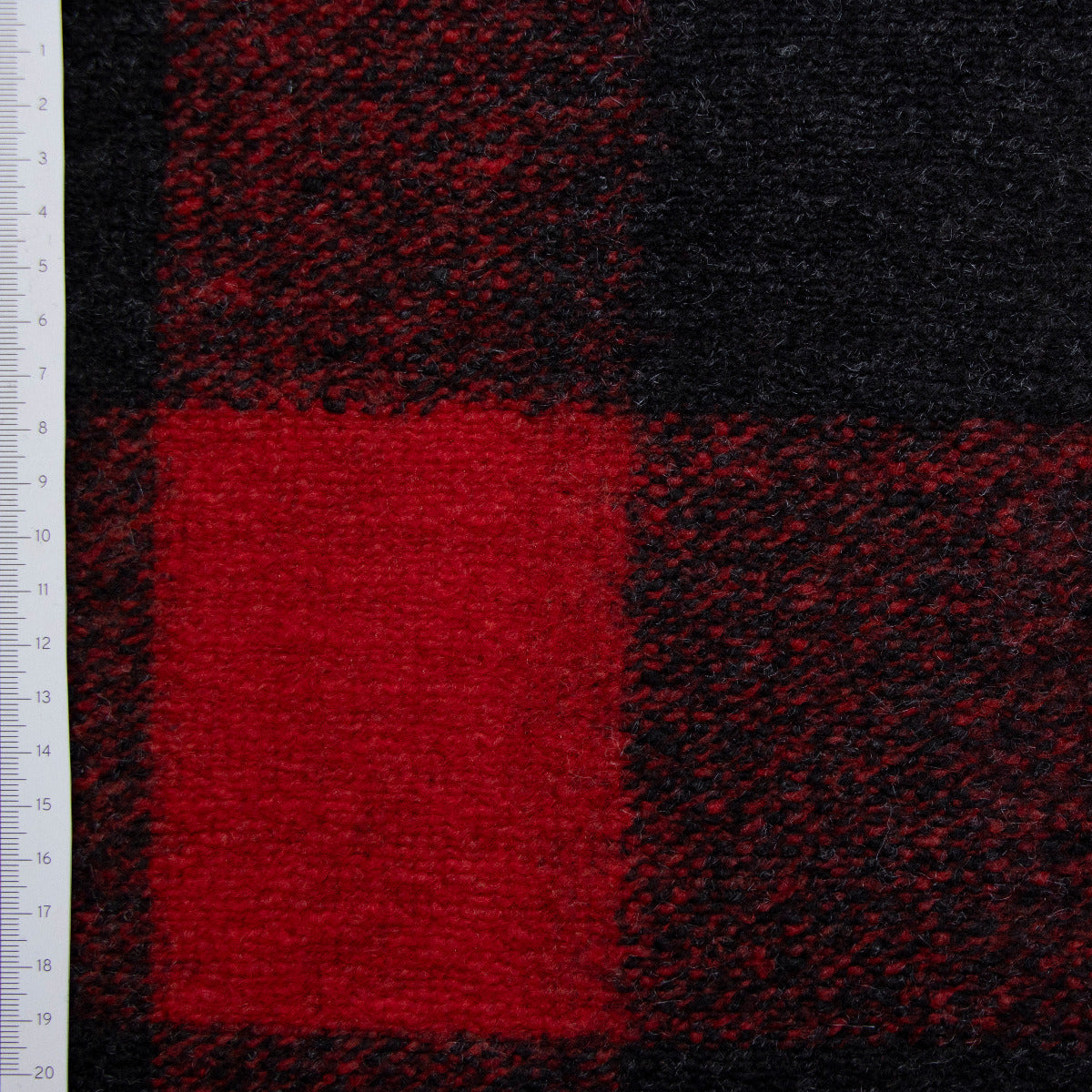 Gestrickter Jacken- und Mantelstoff - Karomuster - schwarz/rot