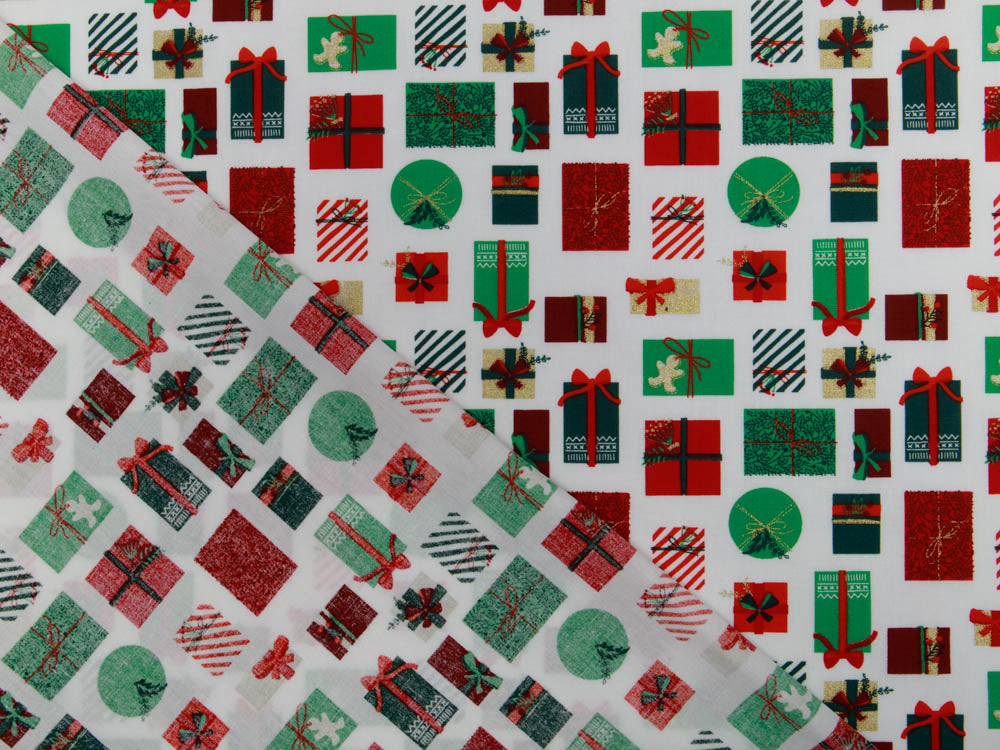 Webware Baumwolle Popeline mit Foliendruck - Weihnachtsgeschenke