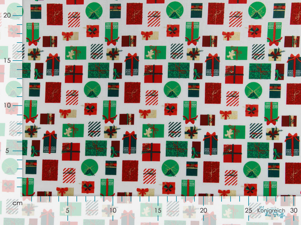 Webware Baumwolle Popeline mit Foliendruck - Weihnachtsgeschenke