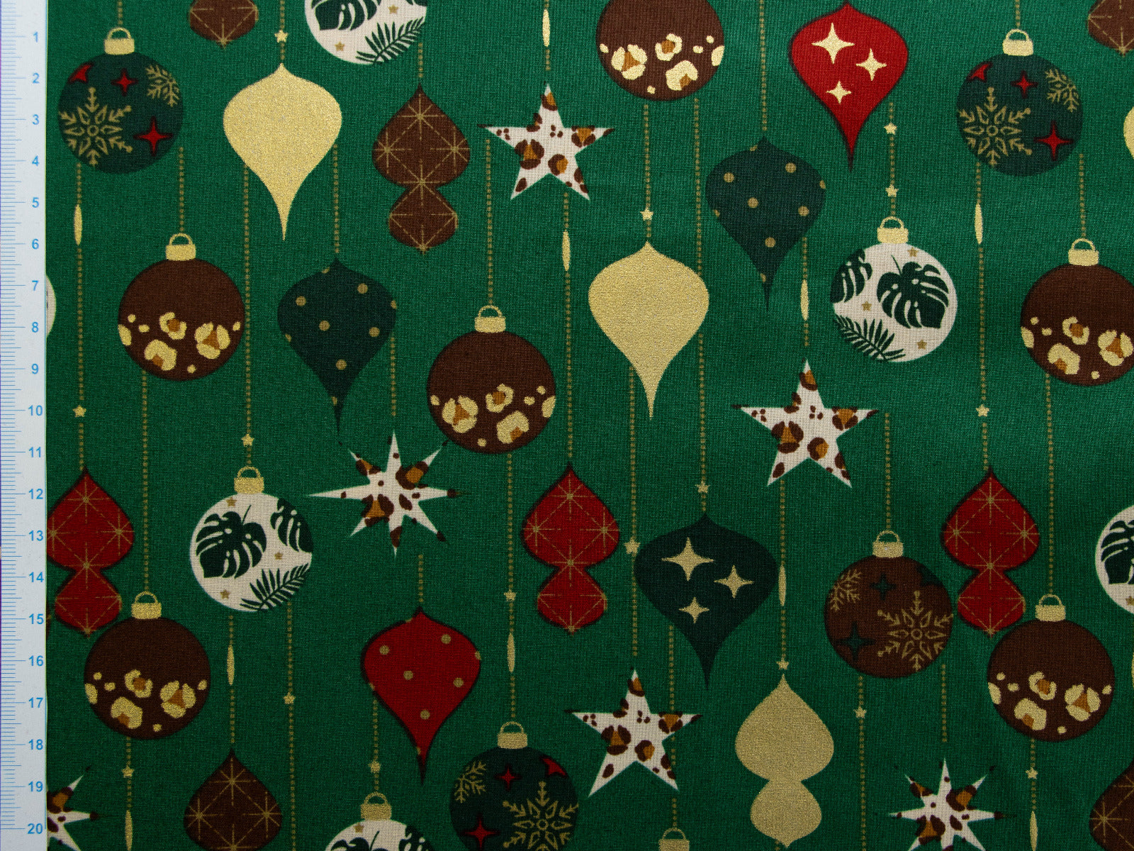 Webware Popeline Baumwolle mit Foliendruck - Christbaumkugeln Mustermix