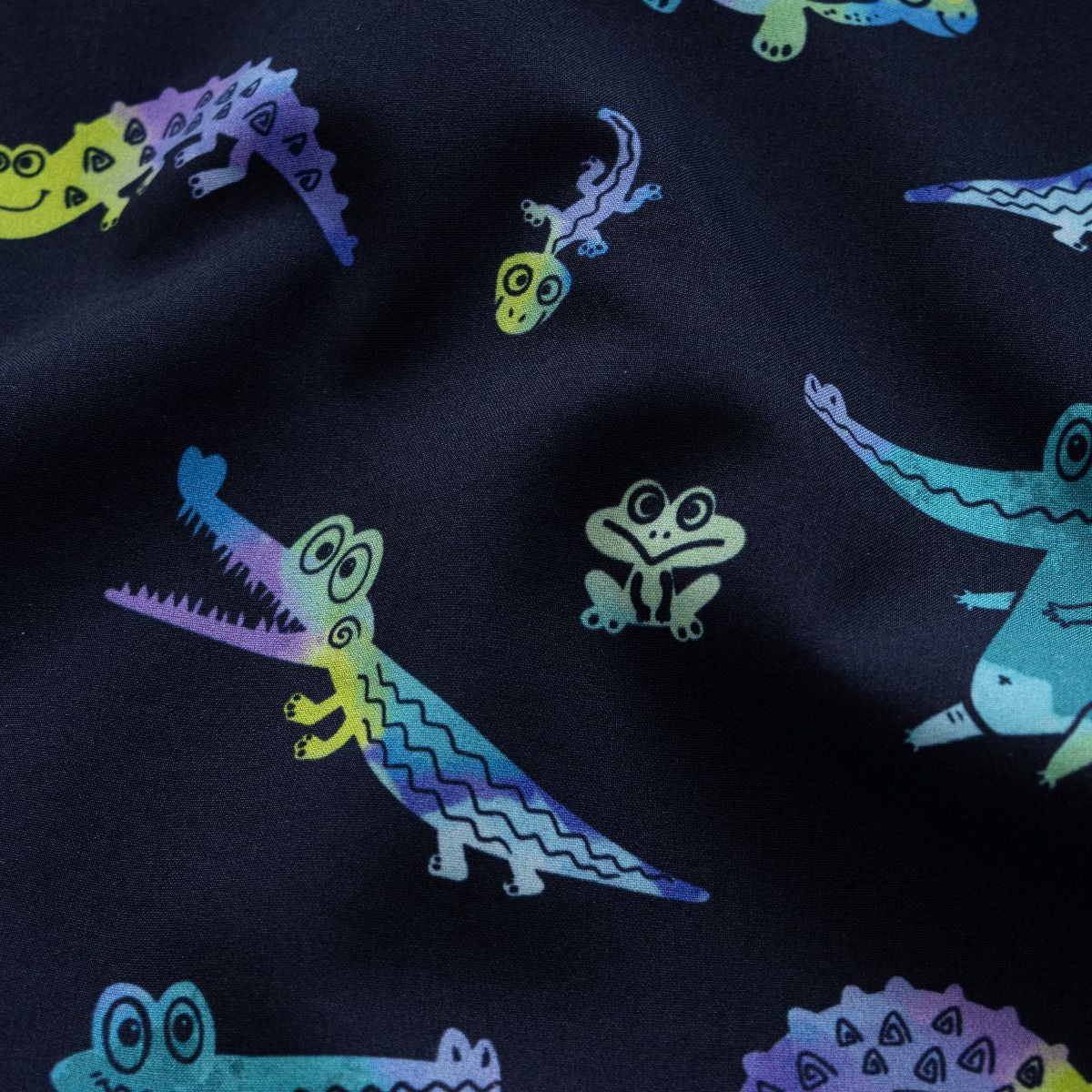 Jackenstoff Softshell Digitaldruck - Schildkröten und Krokodile - marineblau