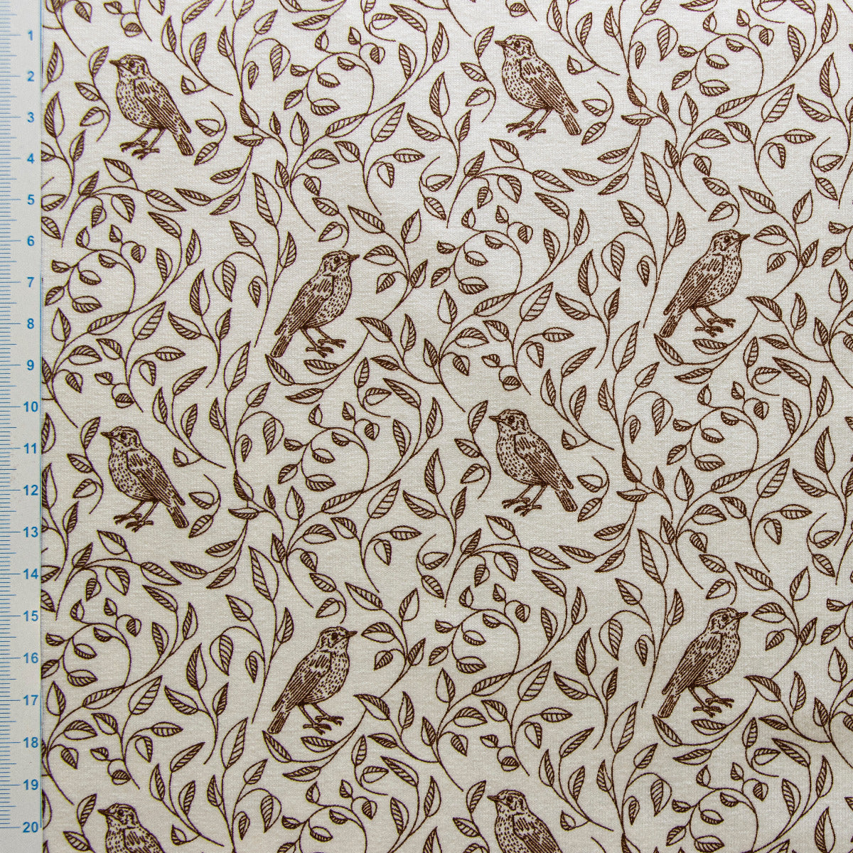 Jersey - Vögel und Zweigen - wollweiß