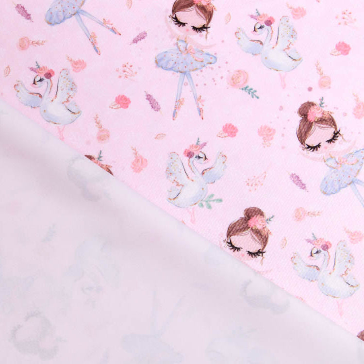 Struktur Velvet - kleine Ballerinas und Schwäne - rosa