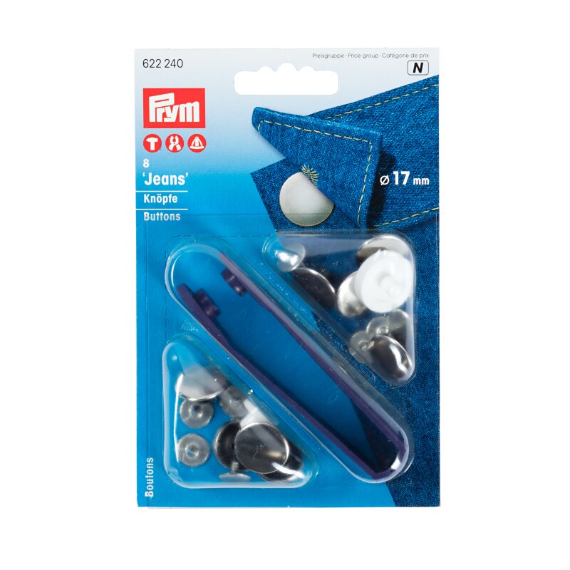 Prym 8 Knöpfe Jeans 17mm - silber