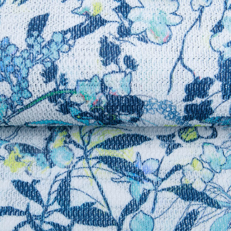 Leichter Strickstoff - Blumen - weiß