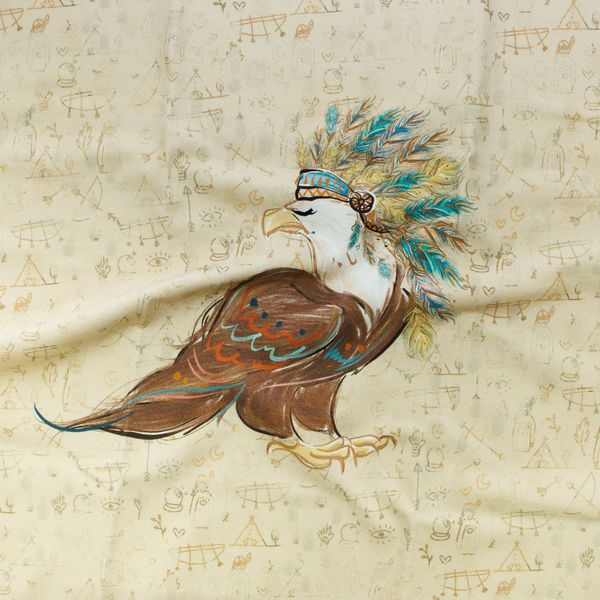 Sweat French Terry PANEL ca 40 cm x 53 cm - Adler - beige