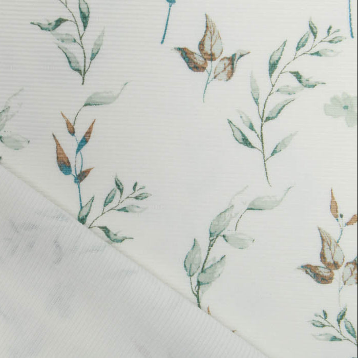 Jersey OTTOMAN - Querrippe - Aquarelle-Herbstzweige - weiß