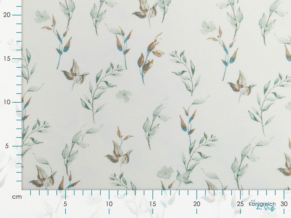 Jersey OTTOMAN - Querrippe - Aquarelle-Herbstzweige - weiß