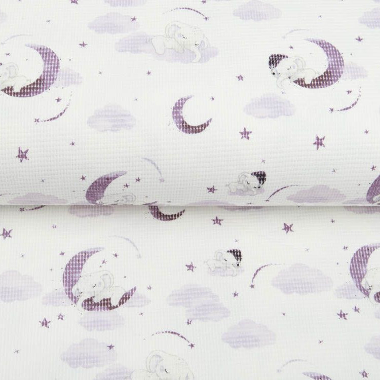 Jersey Waffel - süße schlafende Elefanten im Mond