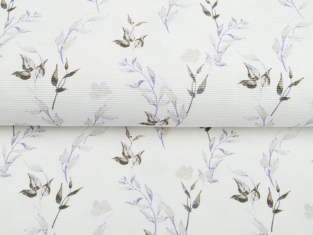 Jersey OTTOMAN - Querrippe - Aquarelle-Herbstzweige - weiß