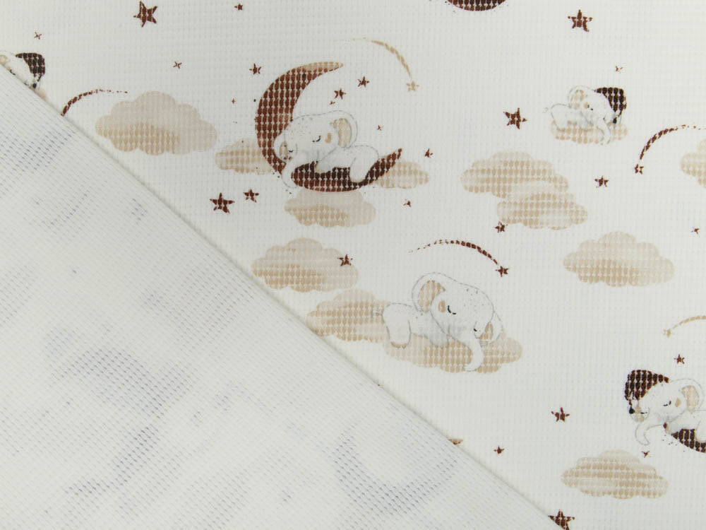 Jersey Waffel - süße schlafende Elefanten im Mond