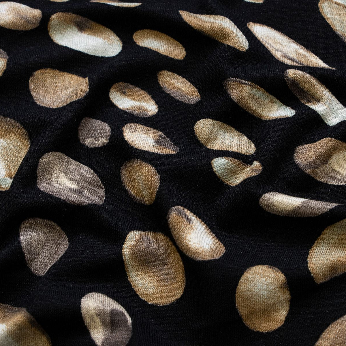 Jersey Viskose - ovale Kreise -schwarz