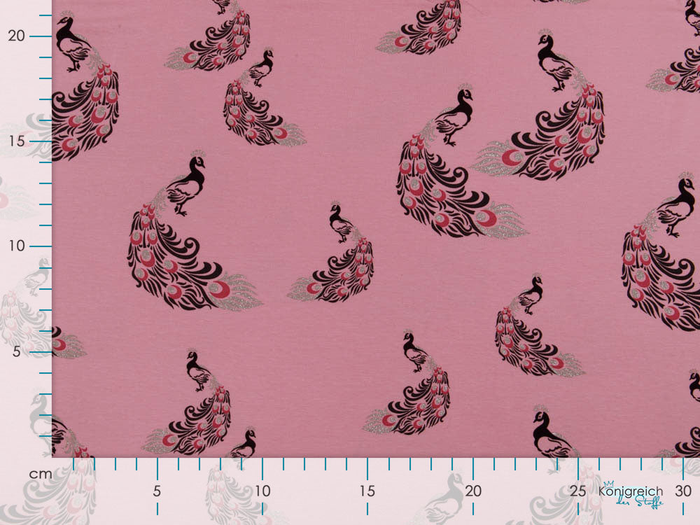 Jersey Ilja mit Glitzer - Pfauen - rosa