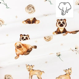 Webware Baumwolle Popeline Digitaldruck Mix Senna Snoozy - Walrosse - weiß