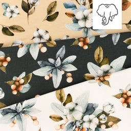 Jersey Digitaldruck Snoozy Geäst - Baumwollzweige - camel