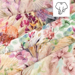 Musselin Baumwolle Double Gauze Digitaldruck - Blumenmalerei - taupe