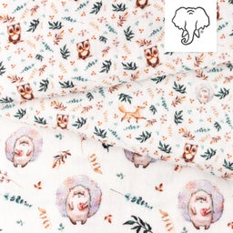 Musselin Baumwolle Double Gauze Digitaldruck - kugelrunde Igelchen - weiß