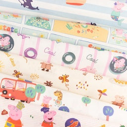 Webware Baumwolle Popeline Digitaldruck Peppa Pig - Peppa im Schwimmbad - weiß