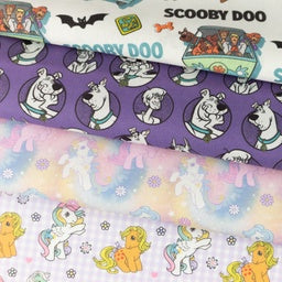 Webware Baumwolle Popeline Digitaldruck Scooby Doo - Scooby Doo on Tour - weiß