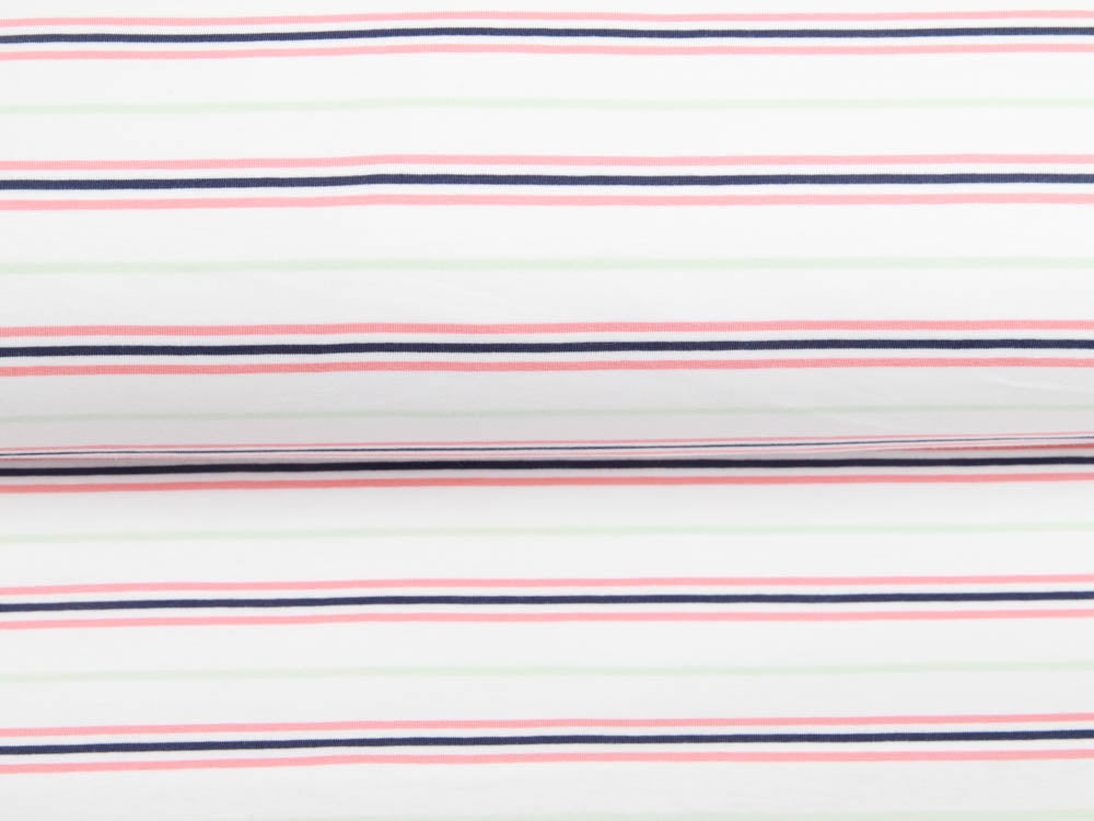 Jersey Sanetta - Streifenmix - weiß