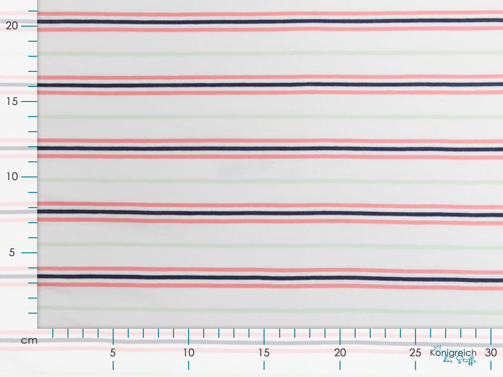 Jersey Sanetta - Streifenmix - weiß