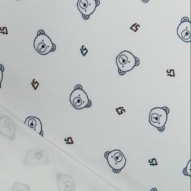 Interlock Sanetta - Teddygesichter und Zahlen - weiß