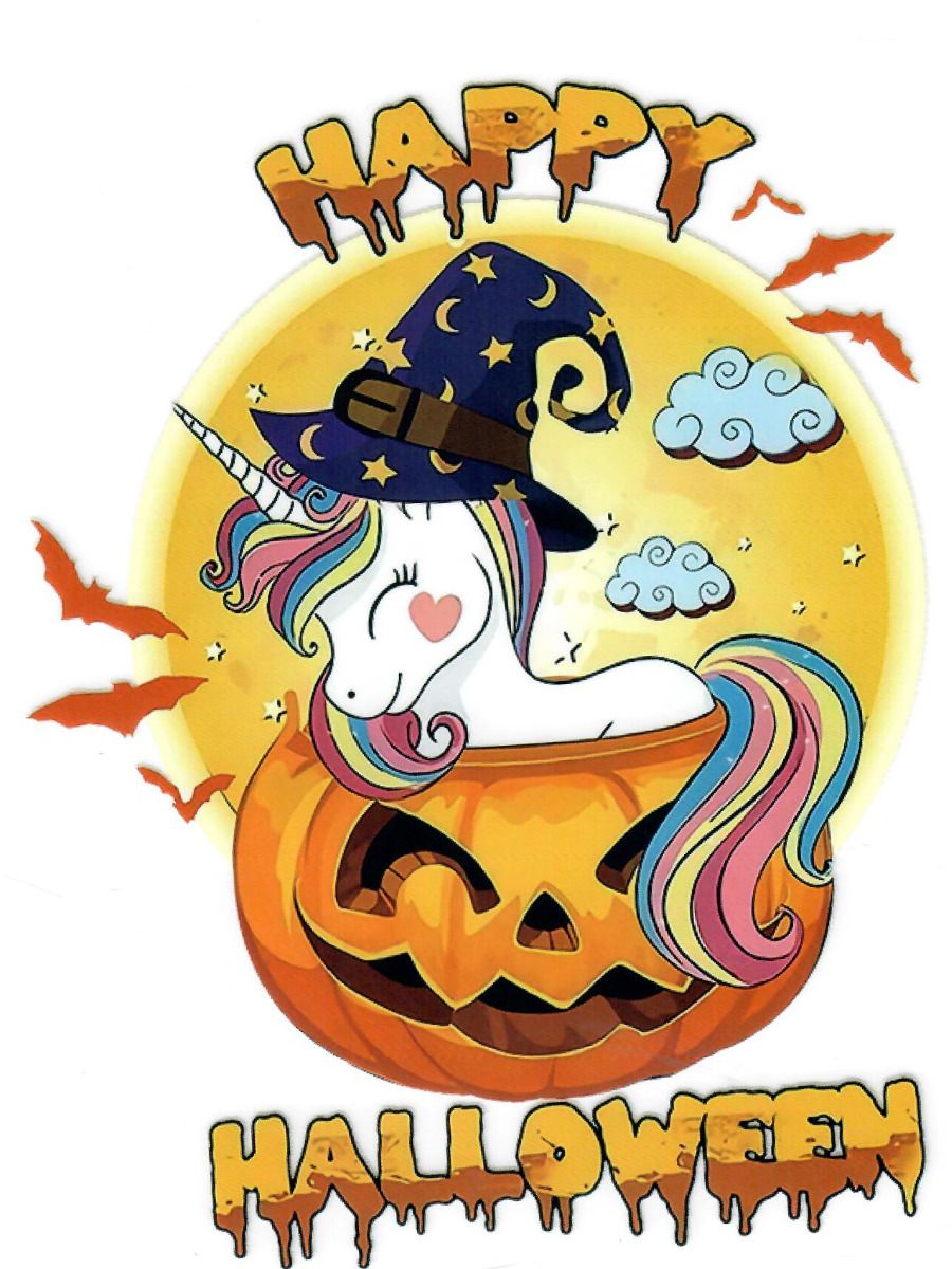 Transfer-Applikation zum Aufbügeln - Halloween Einhorn