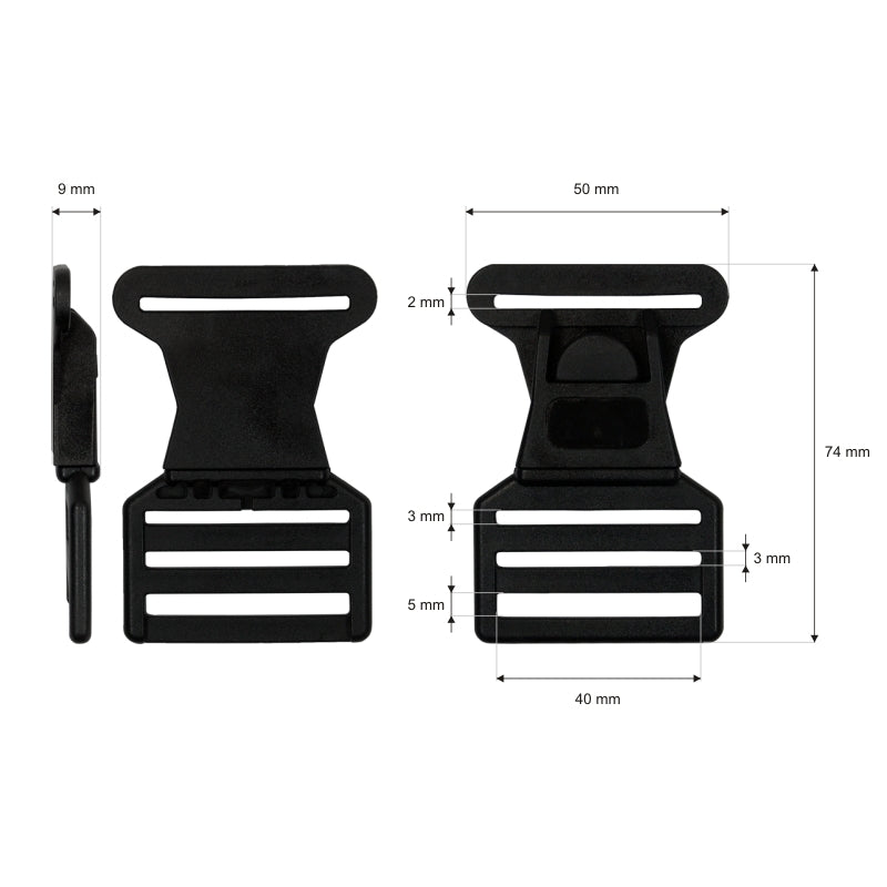 Steckschnalle ca. 40 mm - schwarz