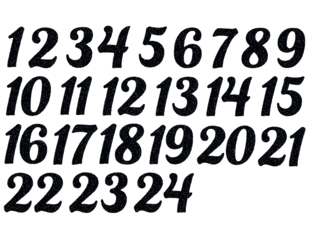 Transfer-Applikation zum Aufbügeln DIN A4 - Glitzer-Zahlen für DIY Adventskalender