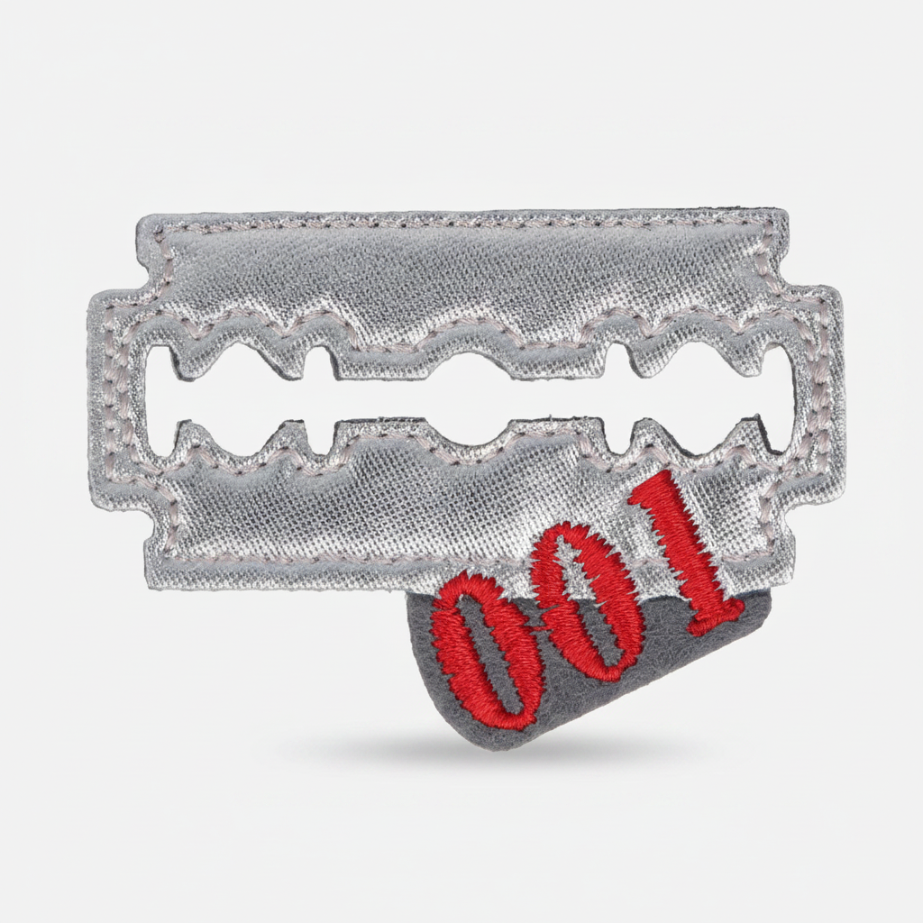 Applikation zum Aufbügeln ca. 6,5 cm x 4,5 cm- Klinge 001 - grau/rot