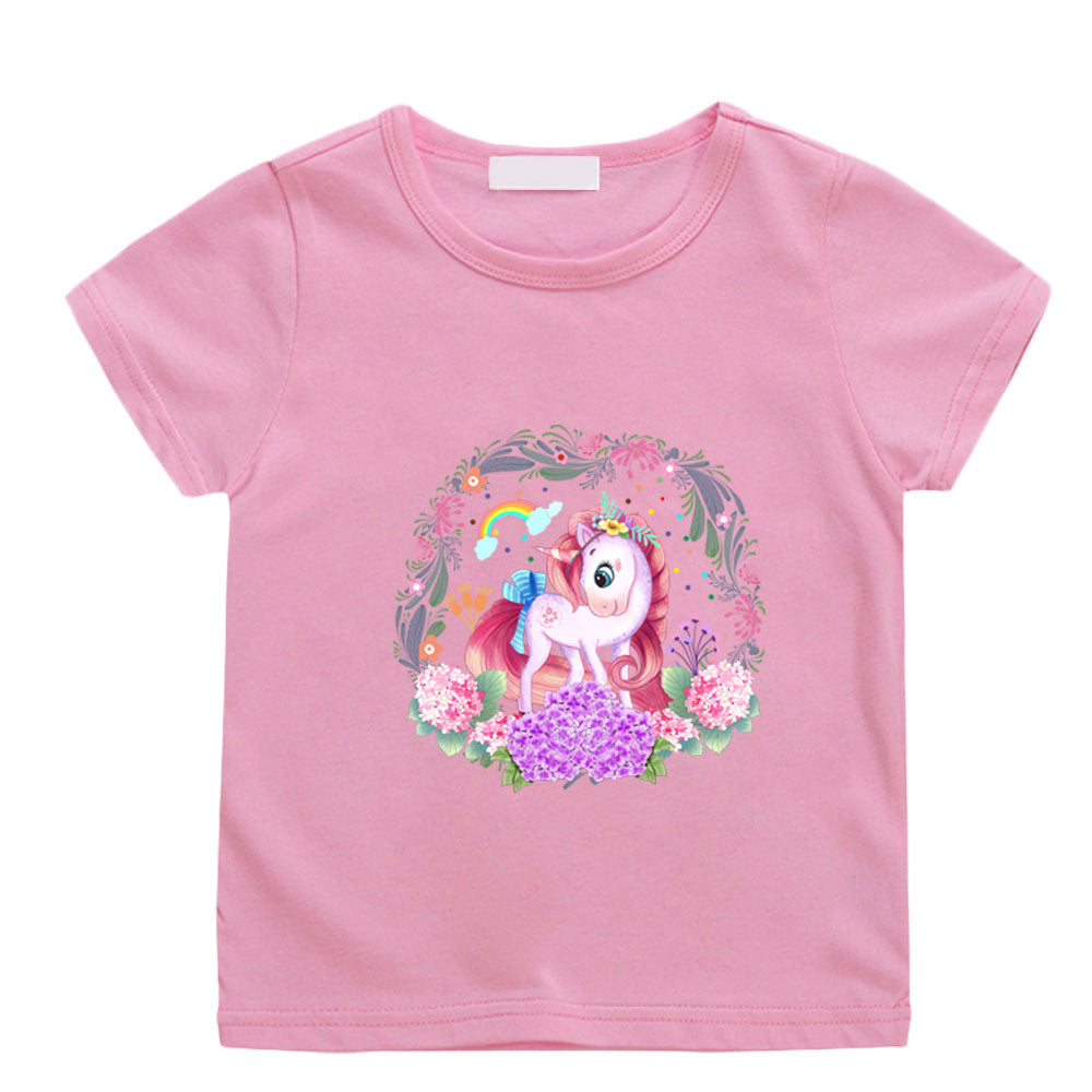 Transfer-Applikation zum Aufbügeln - verträumtes Einhorn im Blumenfeld