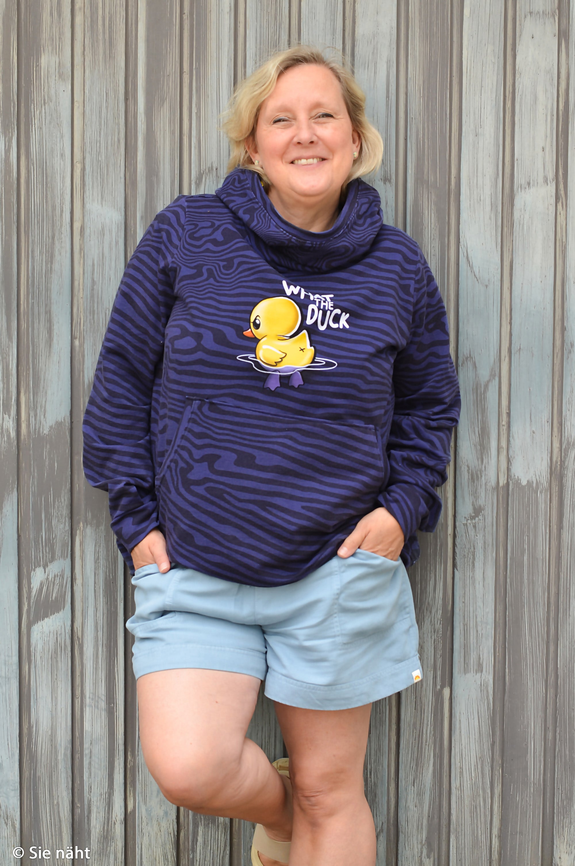 French Terry Swafing PANEL ca. 85 cm x 150 cm What the Duck by Thorsten Berger - dunkelblau