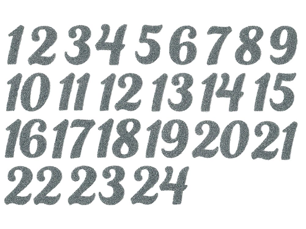 Transfer-Applikation zum Aufbügeln DIN A4 - Glitzer-Zahlen für DIY Adventskalender